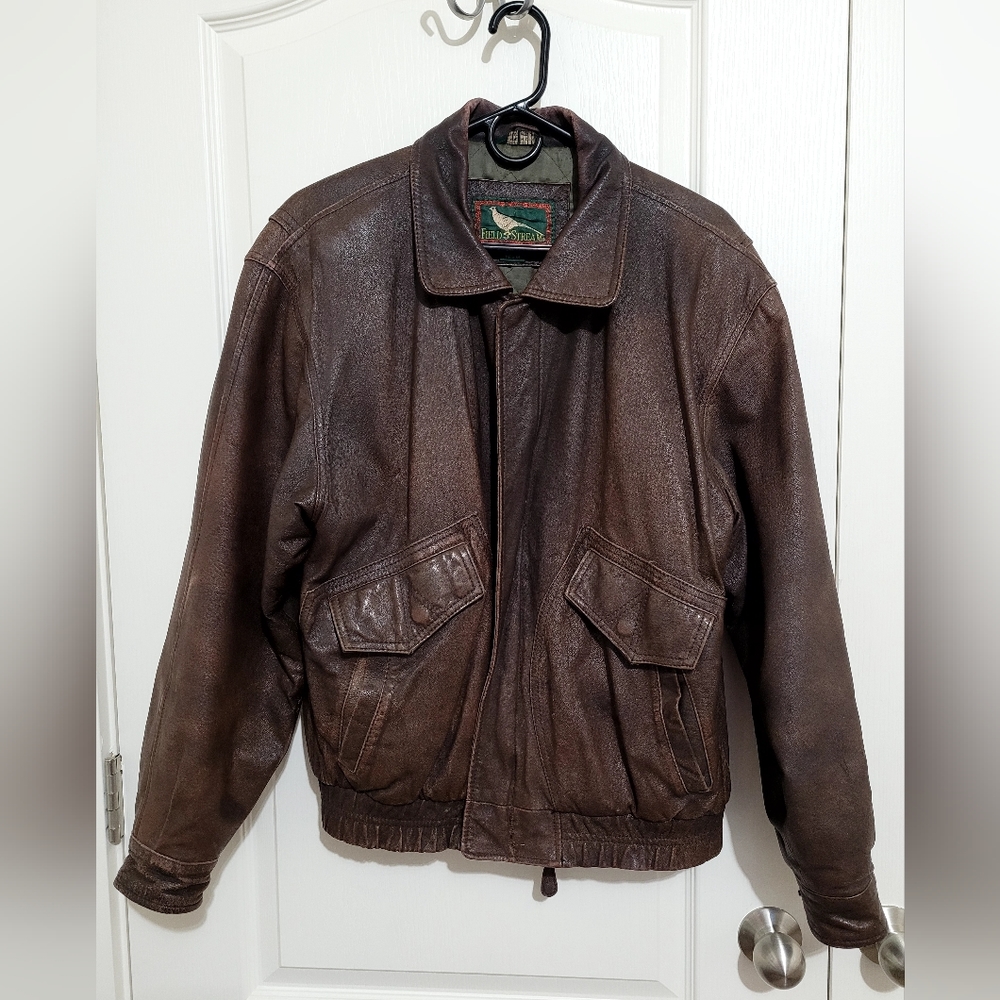 Vintage brown genuine leather coat. Size Medium.